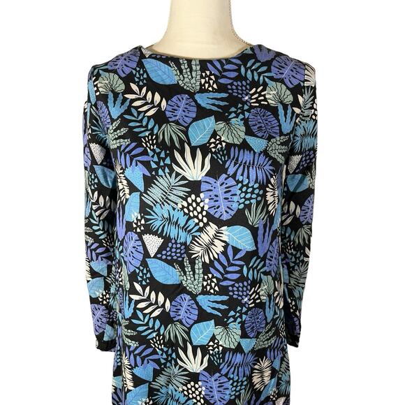 Nooworks Shift Mini Dress in Plant Life Print Long Sleeve Pullover USA Size XS - Picture 6 of 9